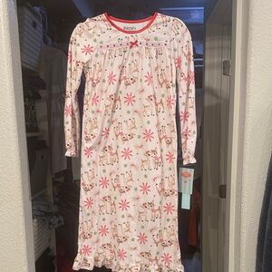 Rudolph Kids Nightgown - Festive White with Red and Green